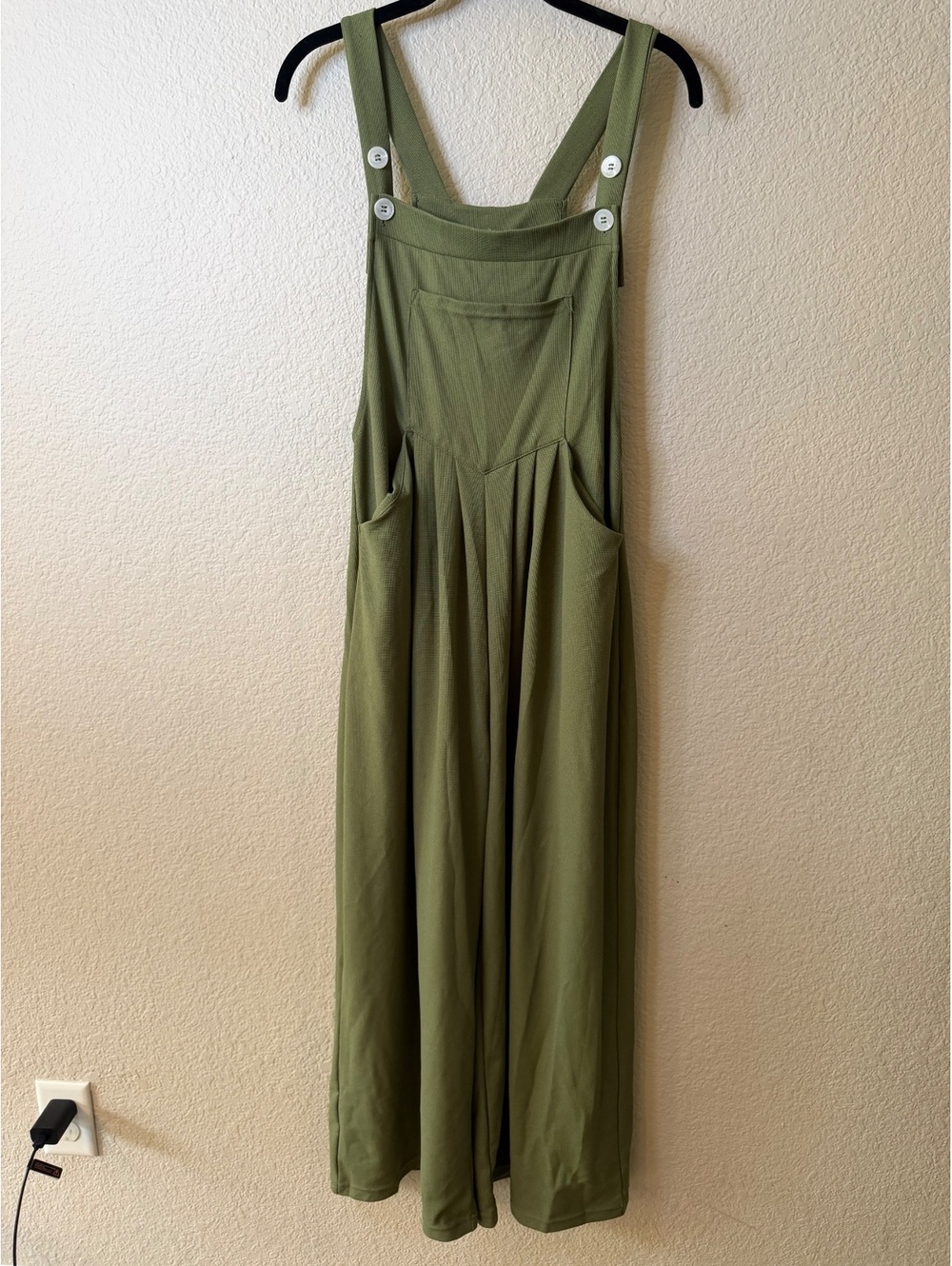 Halara Small Petite Waffle Overall Jumpsuit in Green
